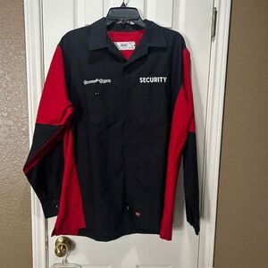 Red Kap Black Red Security Cowtown Coliseum Ft Worth Stockyard Button Down Shirt